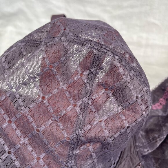 Glamorise Womens Purple Full Figure Wonderwire Lace Bra 48C style 9845 - Picture 4 of 9